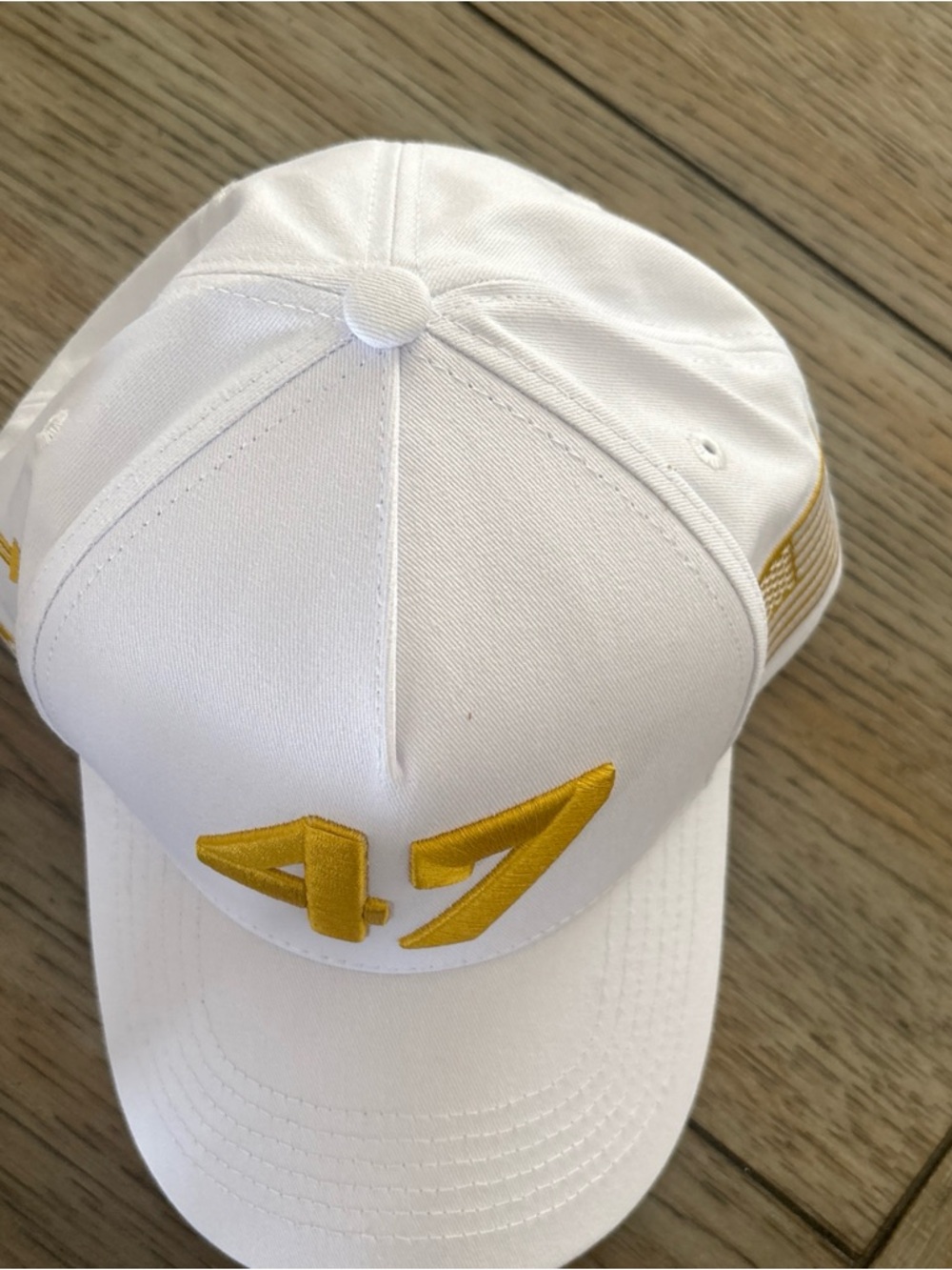 White TPUSA Cap Gold '47' And Gold Embroidered American Flag. NEW - Picture 9 of 11